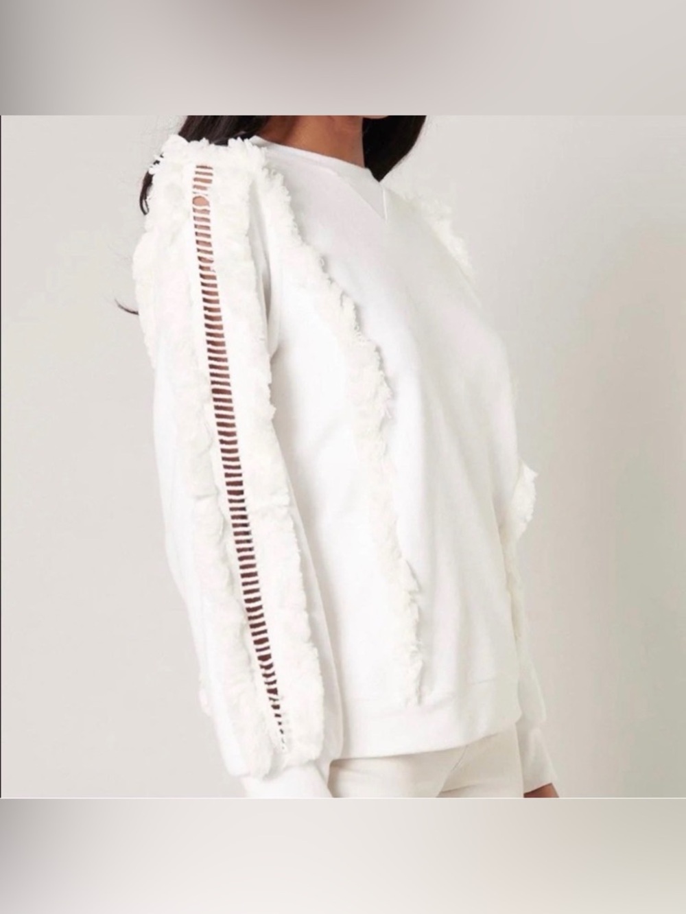 Sugar Lips Houston Fringe White Pullover Sweater S coastal boho - Picture 2 of 12
